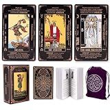 KLEDERY Tarot Cards for Beginners, Classic Tarot Deck with Meanings, Durable Cards with Guide Book, Black