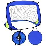 YUUKILAX Pop Up Soccer Goal, 3.3x2.2ft Portable Soccer Goals for Outdoor Indoor, Foldable Backyard Soccer Goal, Mini Soccer Net with Carry Bag, Blue