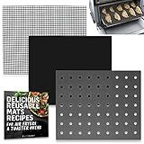 Reusable Liners for Toaster Oven Air Fryer 9 x 11 Accessories Compatible with Breville, Black & Decker, Cuisinart, Emeril Lagasse + More, Perforated Non-Stick Mats for Baking, Cooking, Oven Rack