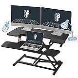 FLEXISPOT 35in Standing Desk Converter Height Adjustable Sit to Stand up Desk Riser Computer Workstation with Keyboard Tray Wide 2-Tier Desktop Black