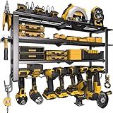 Spampur 420LB Capacity Power Tool Organizer with Charging Station & 6 Outlets | Quick Assembly 4-Layer Heavy Duty Rack for Drills & Batteries | Ultimate Garage Storage & Christmas Gift for Men
