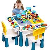 OCATO Kids Activity Table Toddlers Kids Table and Chair Set with 152Pcs Large Marble Run Building Blocks All in One Kid Play Water Tables Sand Tables, STEM Toys for Boys Girls 3 4 5 6 Year Old