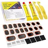 cyctravel Bike Tire Repair Kit, Bicycle Inner Tube Puncture Patch Kits with 20 PCS Vulcanizing Patches, Tire Lever, Bike Patch Kit for Mountain and Road Bike. (Plastic-Fiberglass Reinforced)