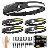 Rechargeable Headlamp 5PCS, 230° LED Head Lamp, Head Lights for Forehead