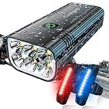 2026 New 5800 Lumen Bike Light,6 LED High Brightness Bicycle Light,Rechargeable 10 Mode Headlight Taillight, 360°Rotatable Brackt,Aluminum Waterproof Light,Runtime 48+ hrs,Shockproof for Road,Mountain