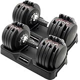 CAP Barbell ADJUSTABELL® 55 lb Pair of Adjustable Dumbbells with Contoured Full Rotation Handle, Honeycomb Chrome and Black Handle