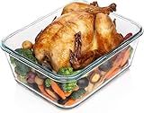 3300 ml/ 112 oz LARGE Glass Food Container with Locking Lid. Ideal for Storing food, vegetables or fruits. Baking Casserole, Lasagna, Baking Or Roasting chicken and lot of other tasty food. BPA Free