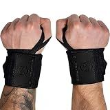 Gymreapers Weightlifting Wrist Wraps, Black/Rubber, 18"