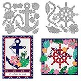 MAYJOYDIY Ocean Anchor Metal Cutting Dies Flower Helm Metal Die Cuts Tropical Leaves Embossing Dies Cut Stencils Decorative Embossing Paper Dies for Card Making DIY Scrapbook Album Gift Decoration