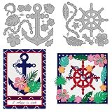 MAYJOYDIY Ocean Anchor Metal Cutting Dies Flower Helm Metal Die Cuts Tropical Leaves Embossing Dies Cut Stencils Decorative Embossing Paper Dies for Card Making DIY Scrapbook Album Gift Decoration