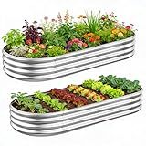 GADI Metal Raised Garden Bed 2Sets Galvanized Planter Box for Vegetables, Flowers, Herbs, and Succulents