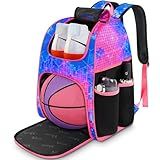 MATEIN Basketball Bag, Sturdy Soccer Bag with Ball Holder & Shoe Compartment, Large Basketball Backpack for Training Equipment, Water Resistant Sports Ball Backpack Fits Volleyball Football, Colorful