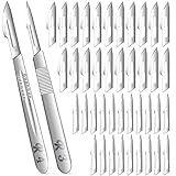 40 Pieces Scalpel Blades #11#23 Scalpels Surgical with 2PCS #3#4 Handle & Storage Box,Individually Wrapped High Carbon Steel Blades for Sculpting, Cutting,Crafts & More