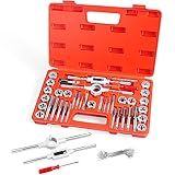 EFFICERE 40-Piece Premium Tap and Die Set, SAE Unified Screw Thread, Size #4 to 1/2” | Include UNC Coarse, UNF Fine and NPT Threads | Essential Threading Tool Kit with Complete Handles and Accessories