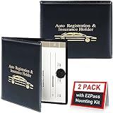 CANOPUS Registration and Insurance Card Holder, Car Document Holder, Wallet for Auto, Trailer, Truck - 2 Pack with EZ Pass Mounting Kit, Ez Pass Strips