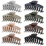 TOCESS Hair Claw Clips for Women – Large Clips for Thin Thick Hair Big Neutral Claw for Curly Hair Matte Nonslip Strong Hold 4.33 Inch Jumbo Claws Jaw Set (8 Pcs)