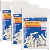 Avery Self-Adhesive Index Tabs, 1", Laser/Inkjet Printable Inserts, 25 Per Pack, 75 Total (3-Pack of 16221)