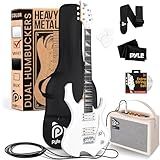 Pyle Heavy Metal EG Fire Electric Guitar Axe w/ Amplifier Kit, Full Size Instrument w/ Practice Amp & Accessories, Metal Axe, White
