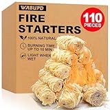 WABUPD 110 Pcs Fire Starter - Natural Fire Starters for Fireplace, Pellet Stove, BBQ, Pizza Oven, Fire Pit &Chimney, Fire Starters for Grill, Charcoal Starter