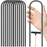 Trampoline Stakes U Shaped Anchors Heavy Duty Metal - Long Trampolines Ground Wind Stakes for Soccer Goals, Camping Tents, Garden Decoration (black-8pcs)