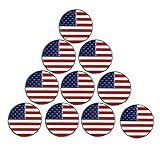 PINMEI Lot of 10 Golf Ball Markers Assorted Patterns - Soft Enamel Technique (American Flag)