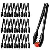 Ricvan 24 Pack Plastic Serving Tongs, 9 Inch Black Heavy Duty Buffet Tongs
