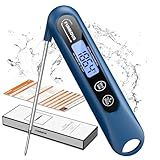 FUMMDUS Digital Meat Thermometer - 2S Instant Read Food Thermometer with Backlight, Foldable Probe for Turkey BBQ Grill Smoker Candy, Essential Kitchen Cooking Gadget (Blue)