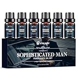 Men Essential Oils Set - TOP 6 Gentlemen's Fragrance Oil for Diffuser, Candle & Soap Making - Tobacco and Bay Leaf, Kentucky Bourbon, Galactic Skies, Scotch Whisky, Birchwood Oud