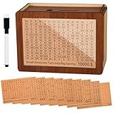 10000 Kakeibo Wooden Money Saving Challenge Box Cash Vault Piggy Bank for Adults Kids Savings Goals Smash Box Saver (10 Amounts)