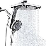 BOZYBO Rain Shower Head with Handheld: High Pressure Shower Heads with Handheld Spray Combo, 12" Rainfall Shower Head and 9 Sprays Hand Showerheads with Magnetic Docking and Power Jets, Chrome 1.8GPM