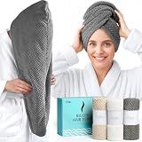 YFONG 3 Pack Large Microfiber Hair Towel Wrap for Women Long Hair, 30 x 10