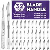 32PCS 30 Scalpel Blades with #10#11#23 Scalpels Surgical Sterile Blades Including Two Handle,Laboratory Blade-Lab Knives- Carving Blades with Handle-Art Blades Practicing Cutting-Crafts & More