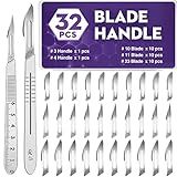 32PCS 30 Scalpel Blades with #10#11#23 Scalpels Surgical Sterile Blades Including Two Handle,Laboratory Blade-Lab Knives- Carving Blades with Handle-Art Blades Practicing Cutting-Crafts & More