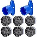 6 Pieces Faucet Cache Aerators with Faucet Aerator Removal Tool 18.5 mm Water Saving Flow Restrictor Set Replacement Part for Bathroom or Kitchen