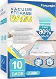 Fygrip 80% Space Saver Vacuum Storage Bags with Hand Pump, 10 Jumbo