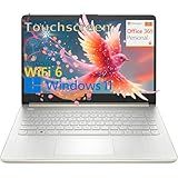 HP Touchscreen Laptop Computer for Home Student Study, 1-Year Office 365, Intel Processor, 14 inch Display, WiFi 6, Bluetooth, Pale Gold, Windows 11 Home S (16GB RAM, 512GB PCIe SSD)