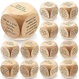 Hanaive 12 Pcs Conversation Starter Ice Breaking Team Games Ice Breaking Dice Game for Adults Team Building Work Office(Wood Color)