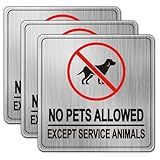 No Pets Allowed Sign for Business, No Dogs Allowed Sign, 3 Pack 6x6" Brushed Silver Vinyl Decal for Business Doors, Offices & Restaurants No Dogs Indoor Sticker with Strong Adhesive, Waterproof Soslina