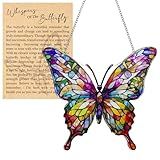 Butterfly Gifts for Women, Acrylic Butterfly Suncatcher Ornament Faux Stained Glass, Inspirational Gift for Women, Christmas Ornament Decorations 2025, Printed Suncatcher Effect Keepsake Acrylic