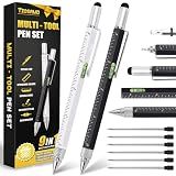 Stocking Stuffers for Men, 9 in 1 Metal Multitool Pen 2Pcs and Refill 6Pcs, Unique Tech Tool Pen from Wife Daughter to Father Boyfriend Husband on Christmas, Birthday, Valentine's Day