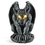 MIBUNG Large Winged Gargoyle Statue with Solar Lights Outdoor Decor, Sitting Gargoyle Monster Dragon Garden Guardian Gothic Creep Scary Sculpture, Patio Yard Lawn Decorations, Valentine's Day Gift