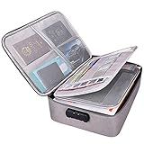 Oxford Document Organizer with Code Lock, Multi-Layer Storage Pouch Credential Bag, Portable Bag Without Vibration for MacBook,Passport,Package File Pocket with 2 Separators (Grey)