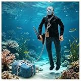 Veworn Horror Figure Floating Halloween Fish Tank Decoration Accessories Creepy Buoyant Statue Suspended Underwater Effect for Aquarium Decor Novelty Scary Gift for Movie Fans (Black)