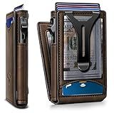 BULLIANT Men Wallet,Money Clip Wallet Slim For Gift Men 9Cards-Metal Credit Card Case in Magnetic Leather Flip