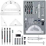 Mr. Pen- Professional Geometry Set, Silver Geometry Kit for Artists, Metal Rulers and Compasses, Mechanical Pencil Set, Drafting Tools & Drafting kits, Christmas Gift