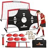 POWRMOVE Soccer Goals for Backyard 6FT x 4FT - Portable Soccer Goals Set of 2 with Pump, Cones, Training Ladder, Size 4 Ball and Carry Bag - Soccer Nets, Durable Soccer Equipment for Kids and Adults