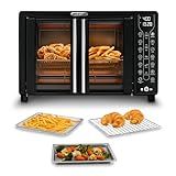 Gourmia French Door Air Fryer Toaster Oven – 6-Slice Capacity, FryForce 360°, Digital Display with 17 Cooking Presets, Black