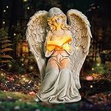 Angel Statue for Garden - 7.88 inches Guardian Solar Garden Statue, Gardening Gifts for Mom Grandma Lawn Ornaments Figurines for Outdoor Decor