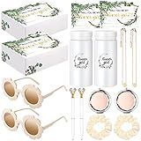 Crtiin 18 Pcs Flower Girl Gifts Wedding Proposal Box Kit from Bride Will You Be My Flower Girl Gifts Card Tumbler Daisy Necklace Sunglasses Diamond Pen Hair Ring Mirror Green Sage Wedding Party Favors