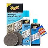 Meguiar's Two Step Headlight Restoration Kit, Headlight Cleaner Restores Clear Car Plastic and Protects from Re-Oxidation, Includes Headlight Coating and Cleaning Solution - 4 Count (1 Pack)
